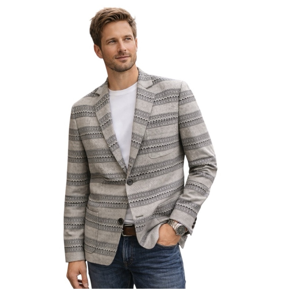 Lightweight Patterned Casual Sport Coat Minimalist Nordic Blazer Men’s Small
